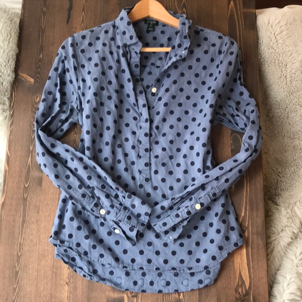 Jcrew factory popover polka dot shirt